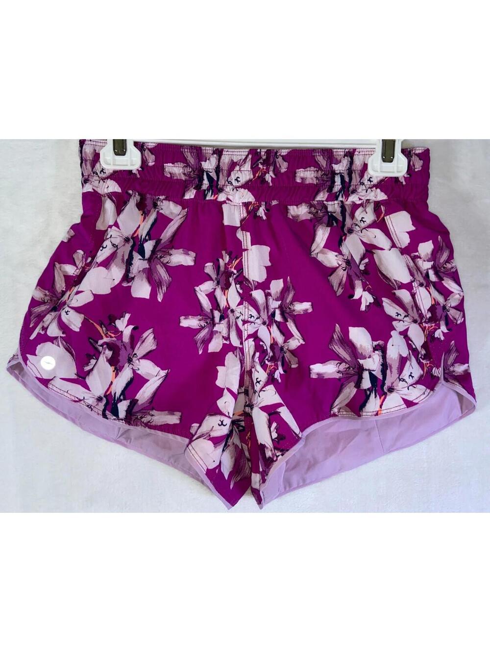 AVIA Reversible Running Shorts Girls Purple Floral Stretch No Size Tag
